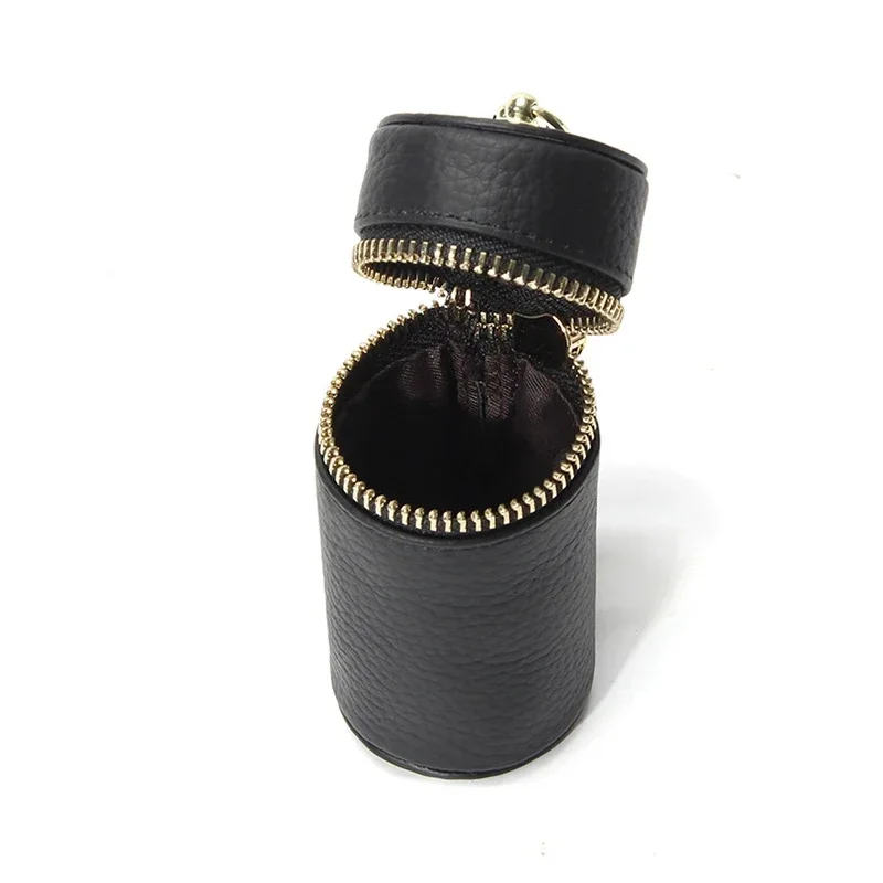 Tragbare handgemachte Make-up-Tasche aus echtem Leder, Schlüsselanhänger, Mini-Reise-Kosmetiktaschen, Lippenstifthalter