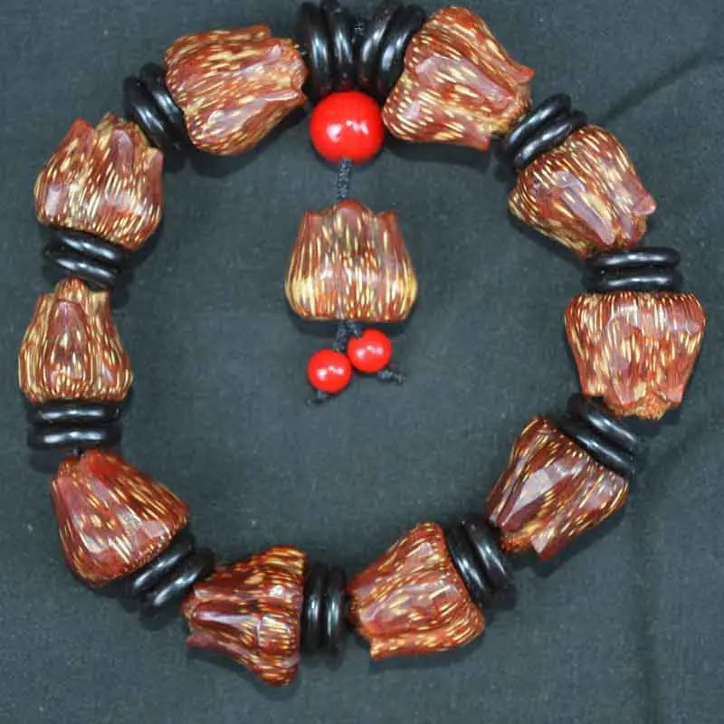 

Antique Hand Pieces Blood Dropping Lotus Bodhi Bracelet Hand-Held Multi-Petal Red Red Red Collectables-Autograph Rosary