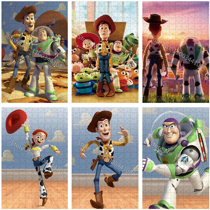 Toy Story Jigsaw Puzzle Disney Cartoon Movie 35/300/500/1000 Pieces Wooden Puzzles Diy Children's Educational Toys Family Game