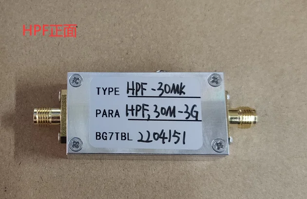 

HPF-30M 30MHz-3GHz High Pass Filter 20DBM