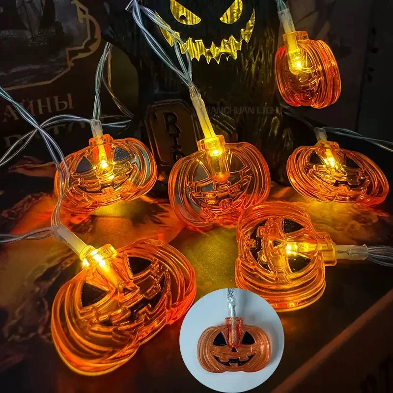 

5/7Meters Halloween Solar Pumpkin Lantern Outdoor Garden Waterproof LED Spider Ghost Lantern String Halloween Decorations Lights