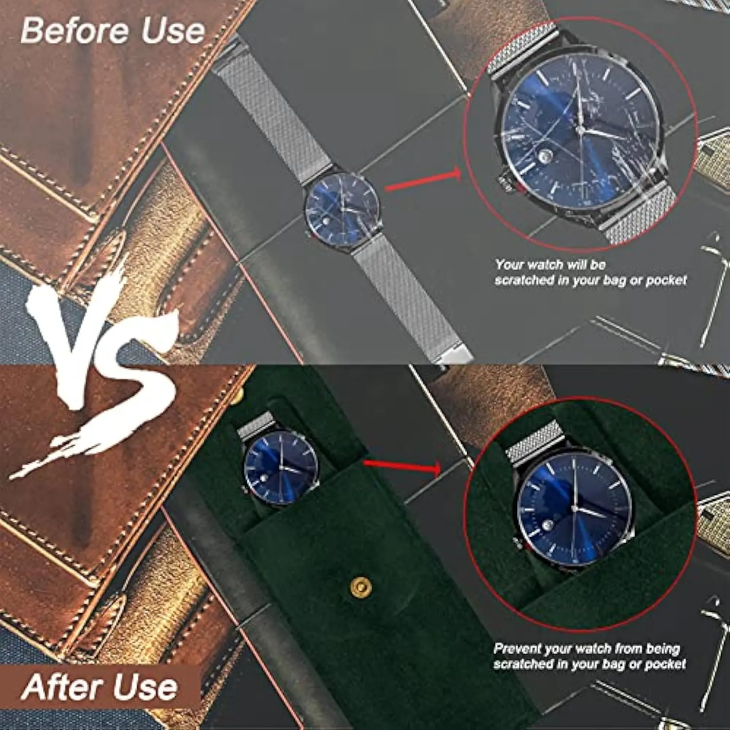 حقيبة ساعة، حقيبة تخزين ساعة فلنلت محمولة، حقيبة سفر، حقيبة تخزين للساعة للرجال والنساء