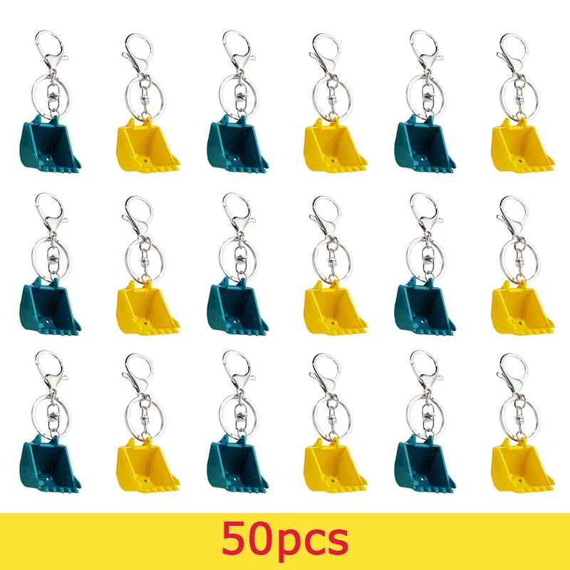 

50Pcs Alloy Bulldozer Keychain Three-dimensional Excavator Tools Car Key Pendant Accessories Metal Key Ring Pendant