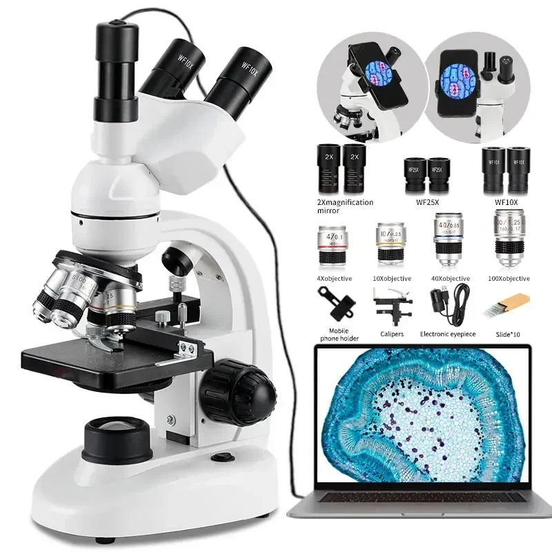 Student Hd Optics Compound Laboratory Biological Trinocular Microscope Trinocul