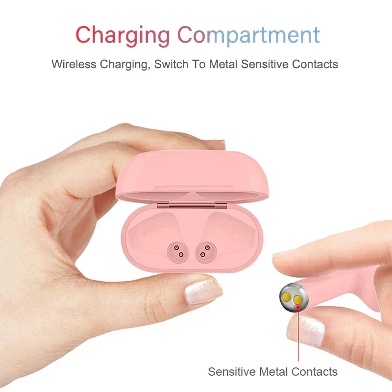 Disney-auriculares inalámbricos i12 TWS Stitch, cascos con Bluetooth 5,0, Macaron mate, micrófono, manos libres