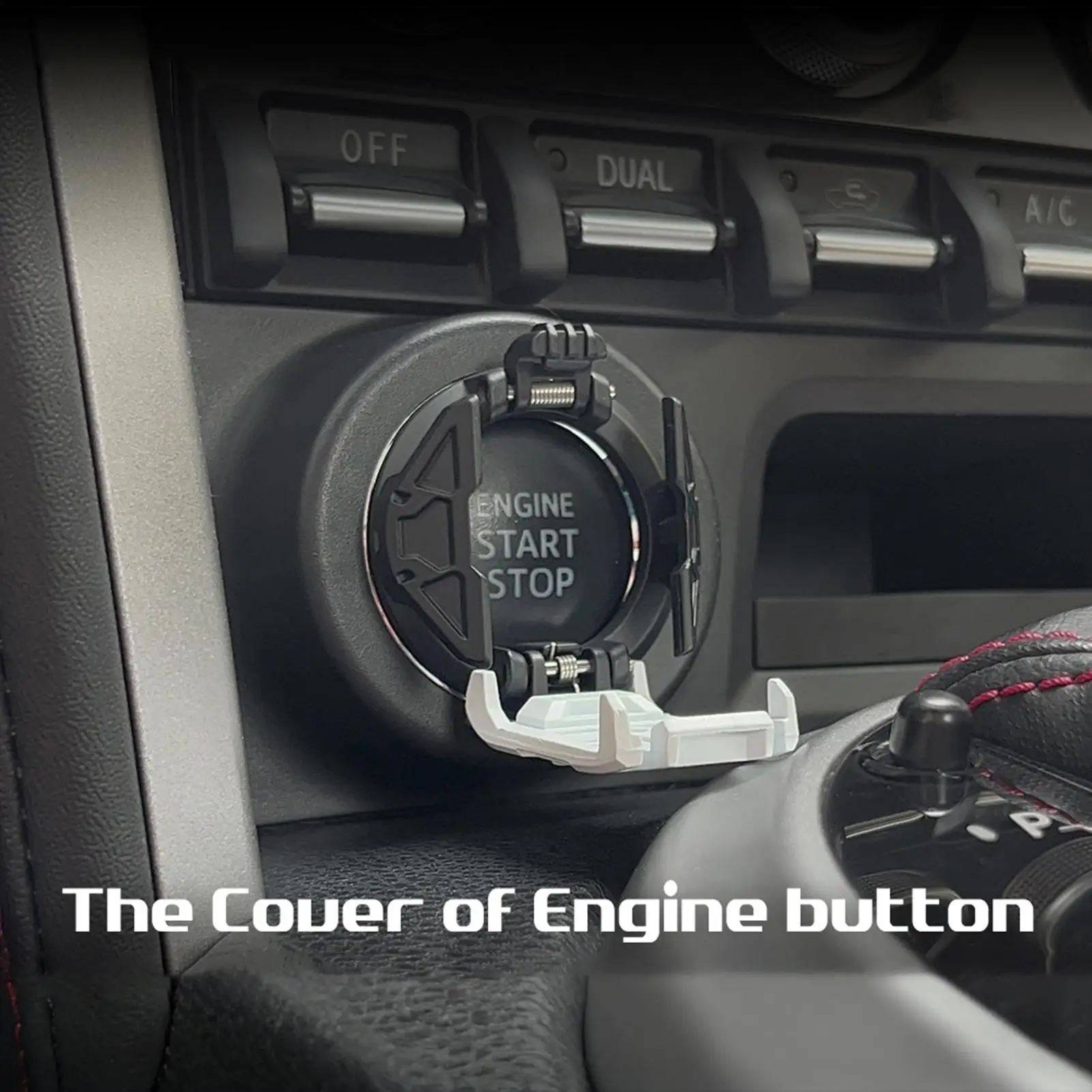 One Click Push Start Button Cover Metal Mecha car Engine Start/stop Button Protective Cover Car Parts Interior Decoration view 4