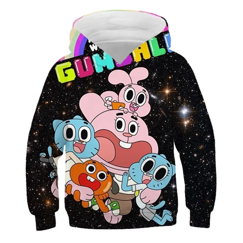 2024 New Hot Selling The Amazing World of Gumball Childrens Comedy Comics Peripheral Hooded Sweatshirt Autumn Popular Hoodie Y2K