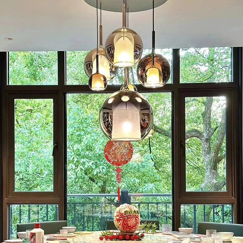 

Creative Personality Glass Pendant Lamps Duplex Staircase Designer Bar Counter Parlor Restaurant Kitchen Ceiling Hanging Lights