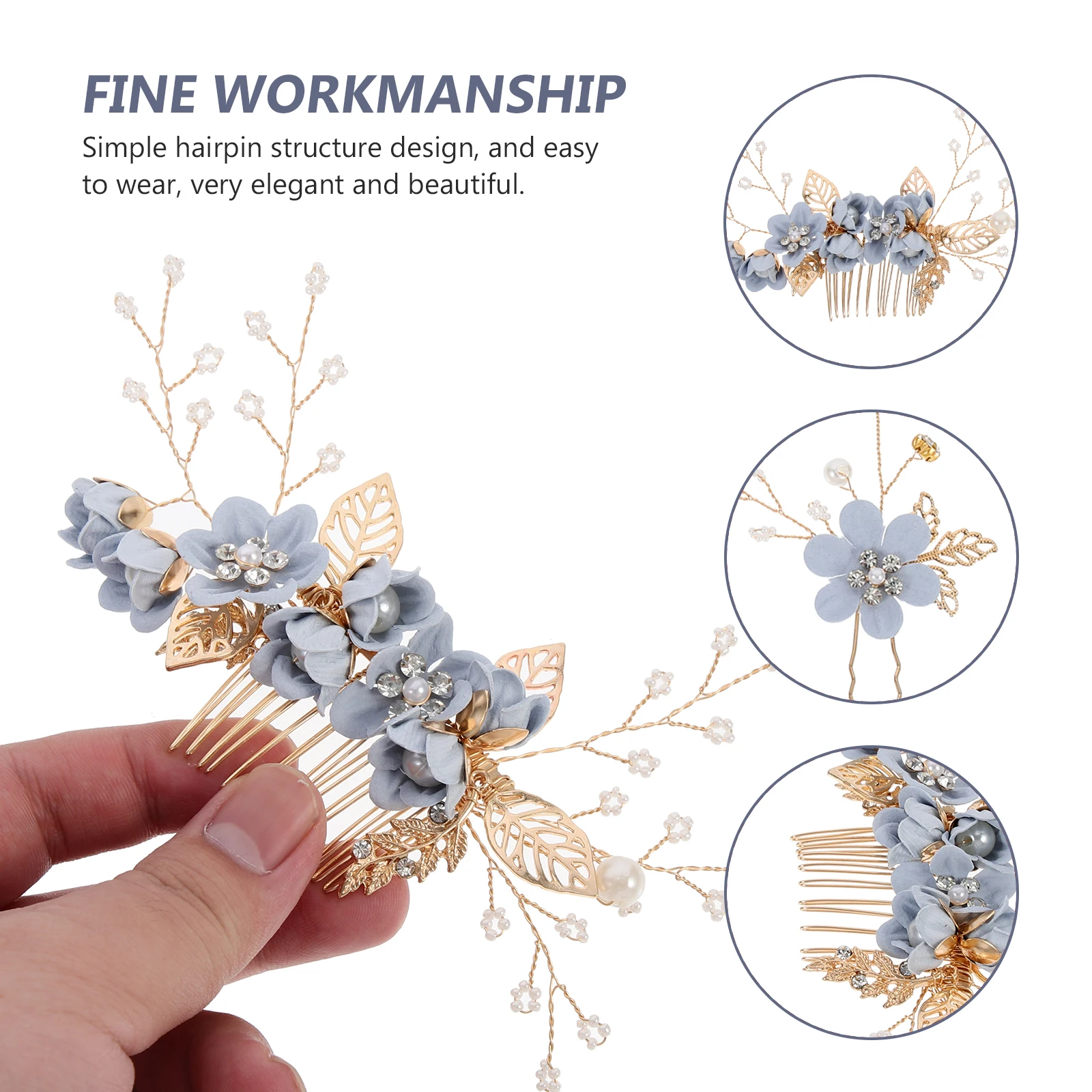 

3 Pcs Wedding Hair Accessories Hairpin Suit Bride Pins Bridal Rhinestones Jewelry for Blue Women Clip Bridesmaid