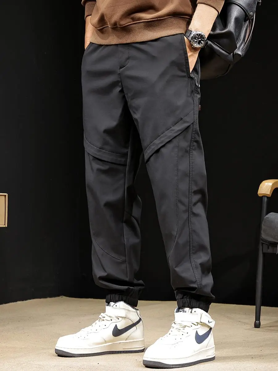 ملابس العمل الرجالية غير الرسمية السراويل ربيع الخريف فضفاضة تناسب السراويل الشباب الحضرية Sle المضادة للتجاعيد ألياف البوليستر السراويل الطويلة #1