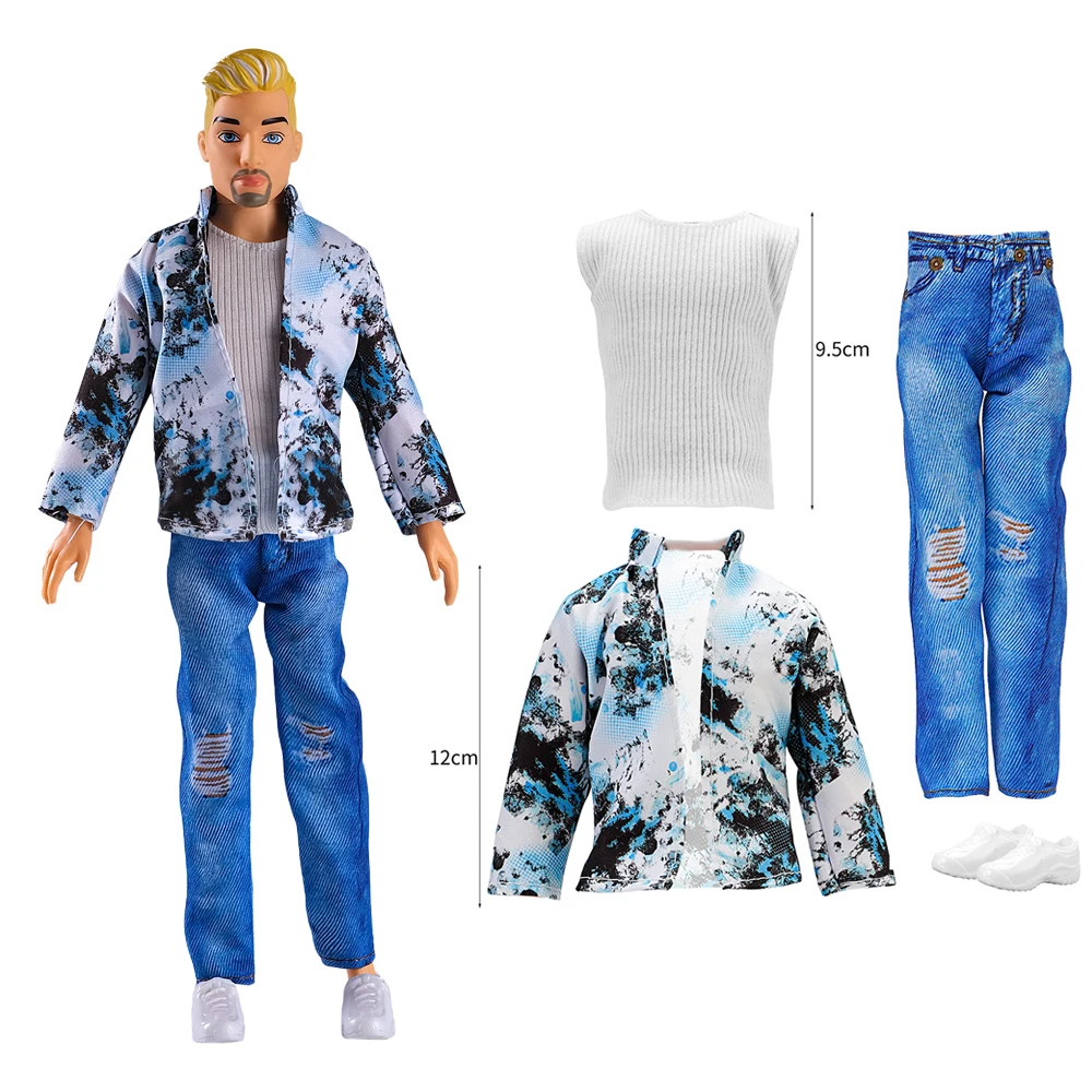 NK 1 Set For Ken Doll Role playing travel clothes: shirts+top+pants+shoes Accessories for Barbie doll boyfriend