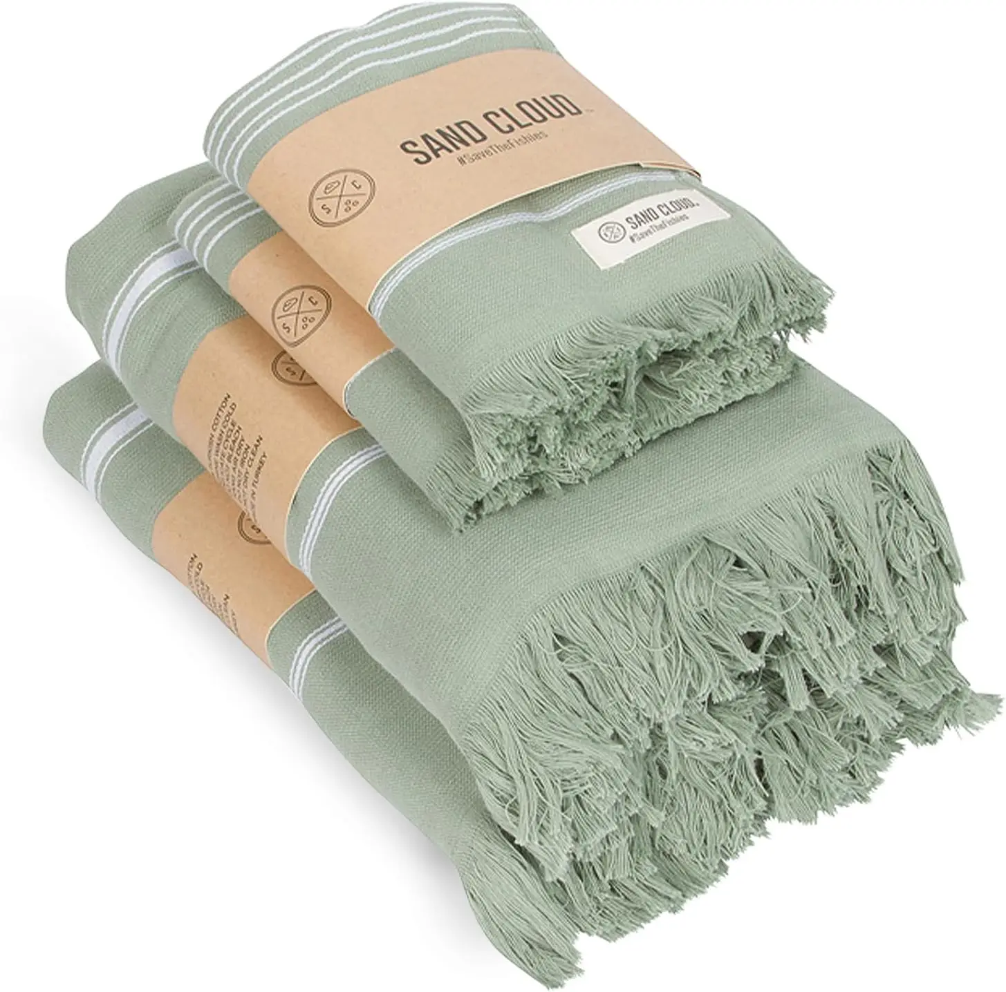 

Набор из 4 больших полотенец для ванной из органического хлопка, легкие и впитывающие, быстросохнущие, для использования в ванной комнате, в классическом цвете шалфей.