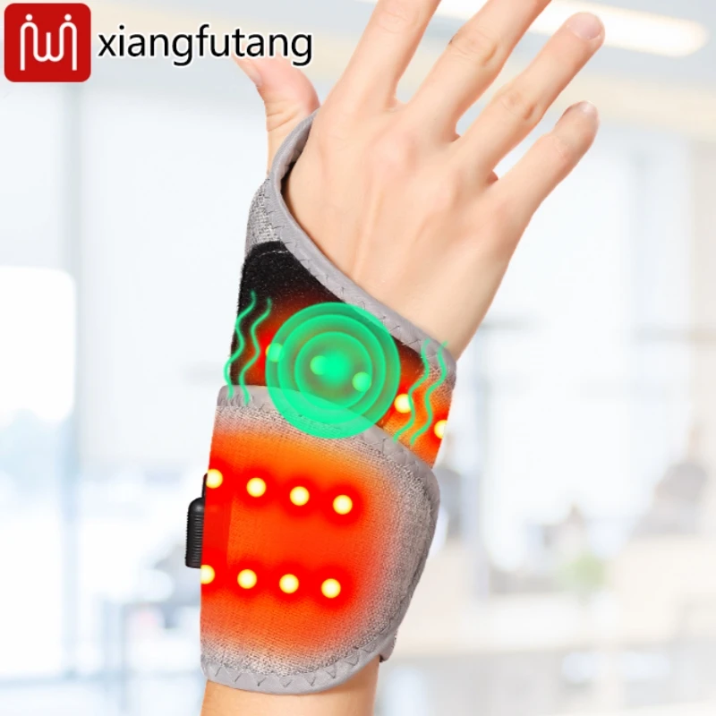 Red Light Heated Wrist Brace Electric Massage Wrist Support Brace 3 Vibration Settings Wrist Warmer for Carpal Tunnel Relief