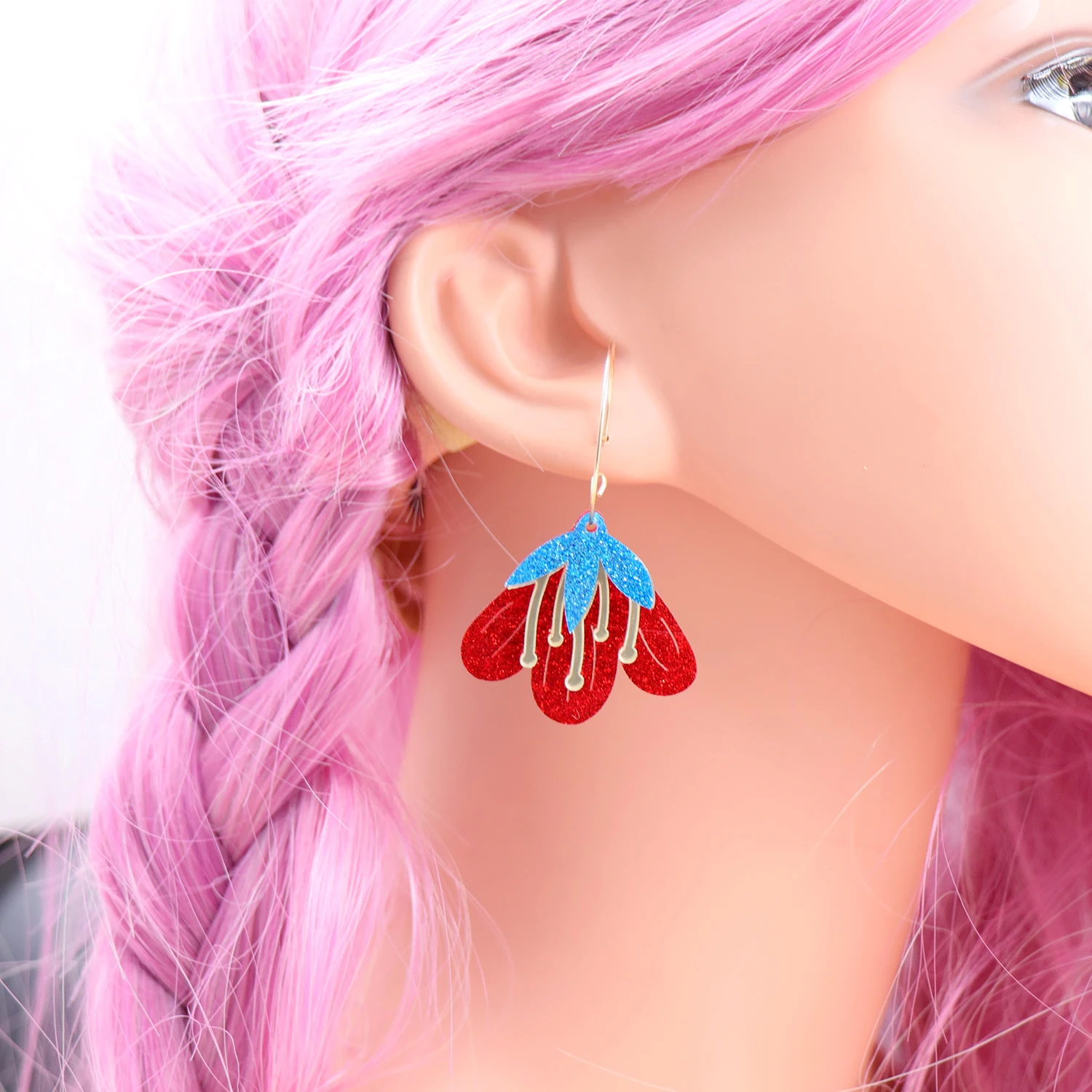 2022 New Hawaiian Polynesian Flower Earrings For Women Mother\'s Day Tropical Flower Acrylic  Hoop Earrings