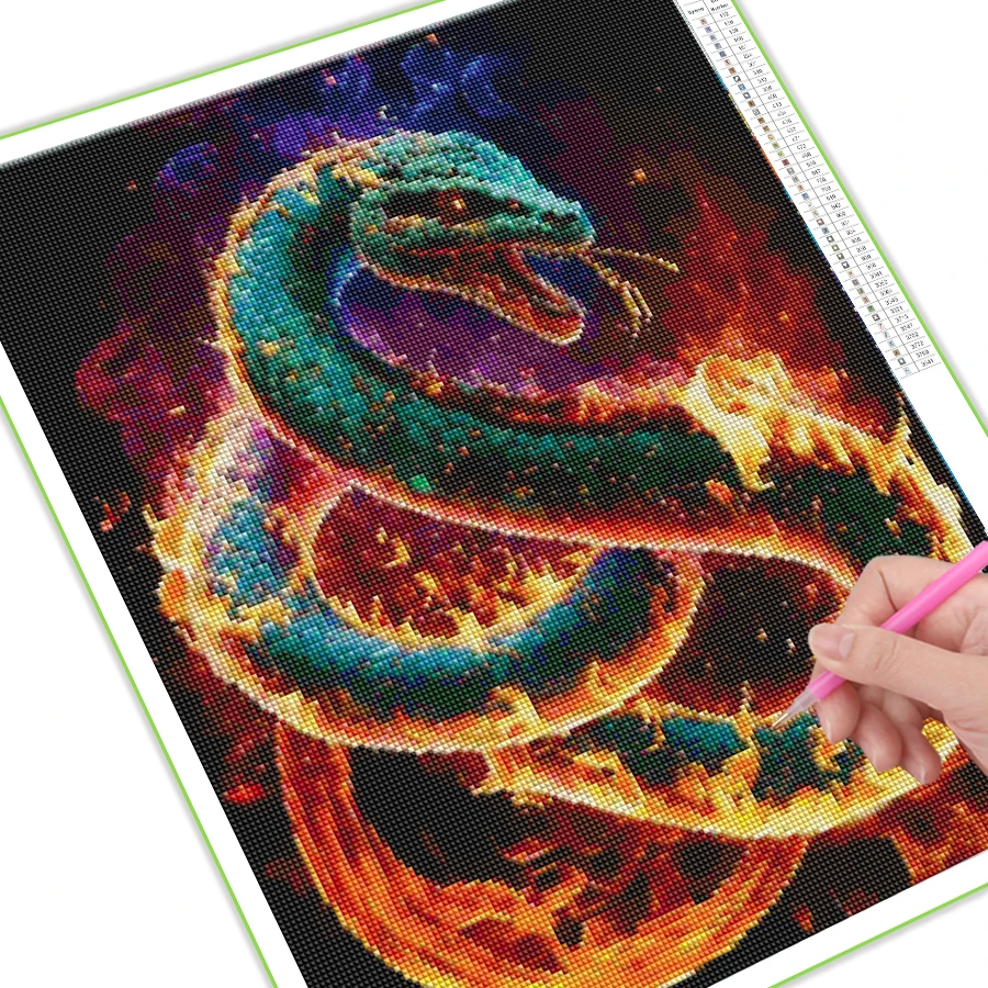 Snake and Dragon Diamond Painting New Collection 2023 Flame Animal Orangutan Mosaic Arts Rhinestone Embroidery Picture AA4670