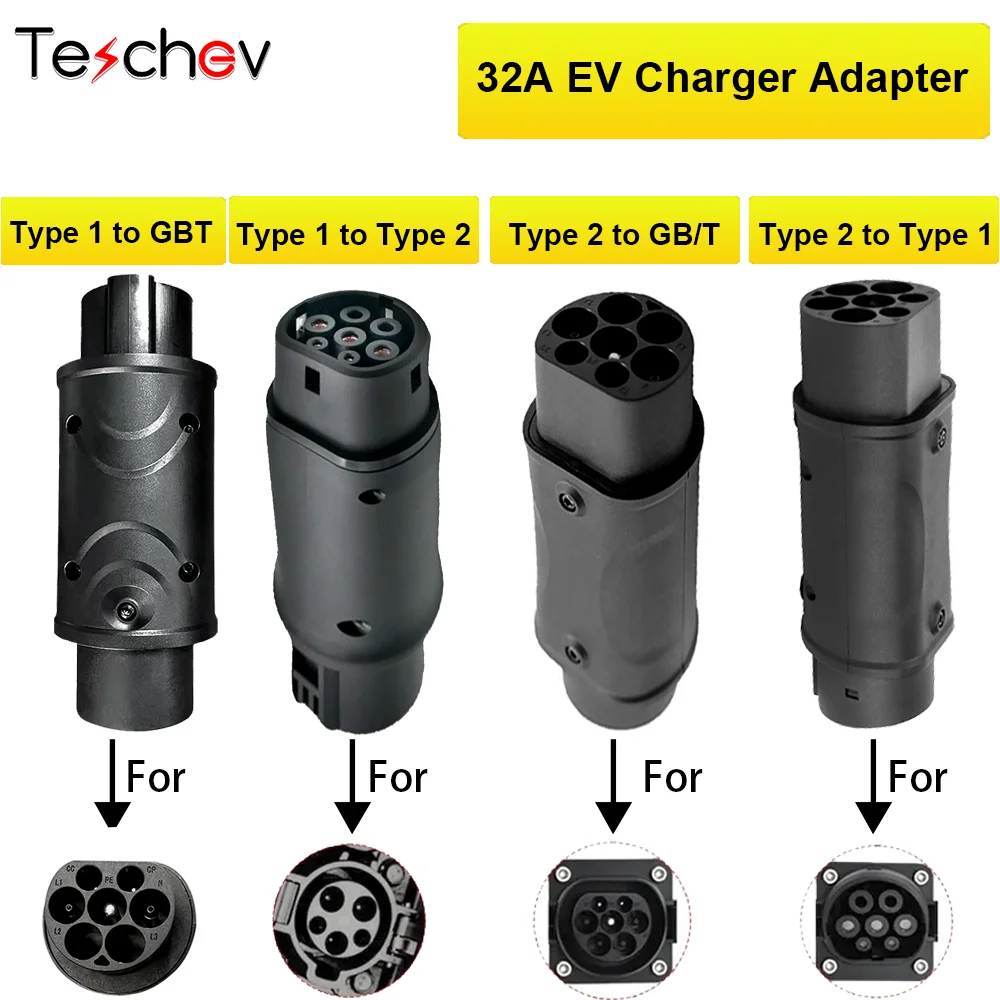 Electric Vehicle Charging Connector Type 2 to Type 1 J1772 EV Adapter Type 2 to GBT EVSE Charger Type 1 to GBT EV Adaptor