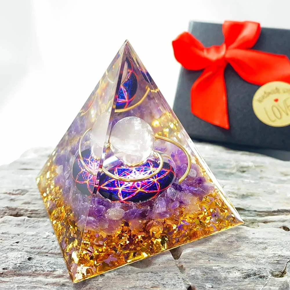 

Orgone Pyramid Amethyst Peridot Healing Crystal Energy Orgonite Pyramide Emf Protection Meditation Tool Quartz Home Decor Crafts