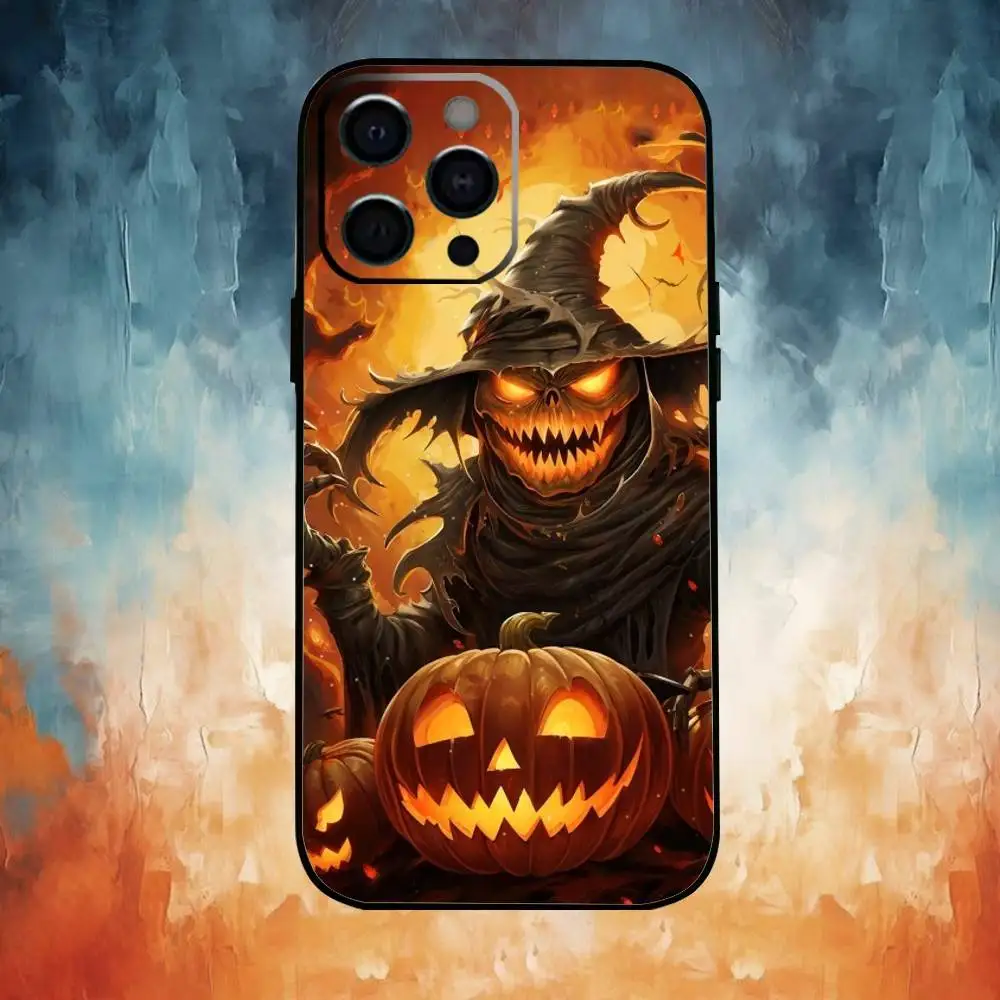 The Pumpkin Phone Case For iPhone17,16,15,14,13,12,11 Plus,Pro Max Soft Black Cover