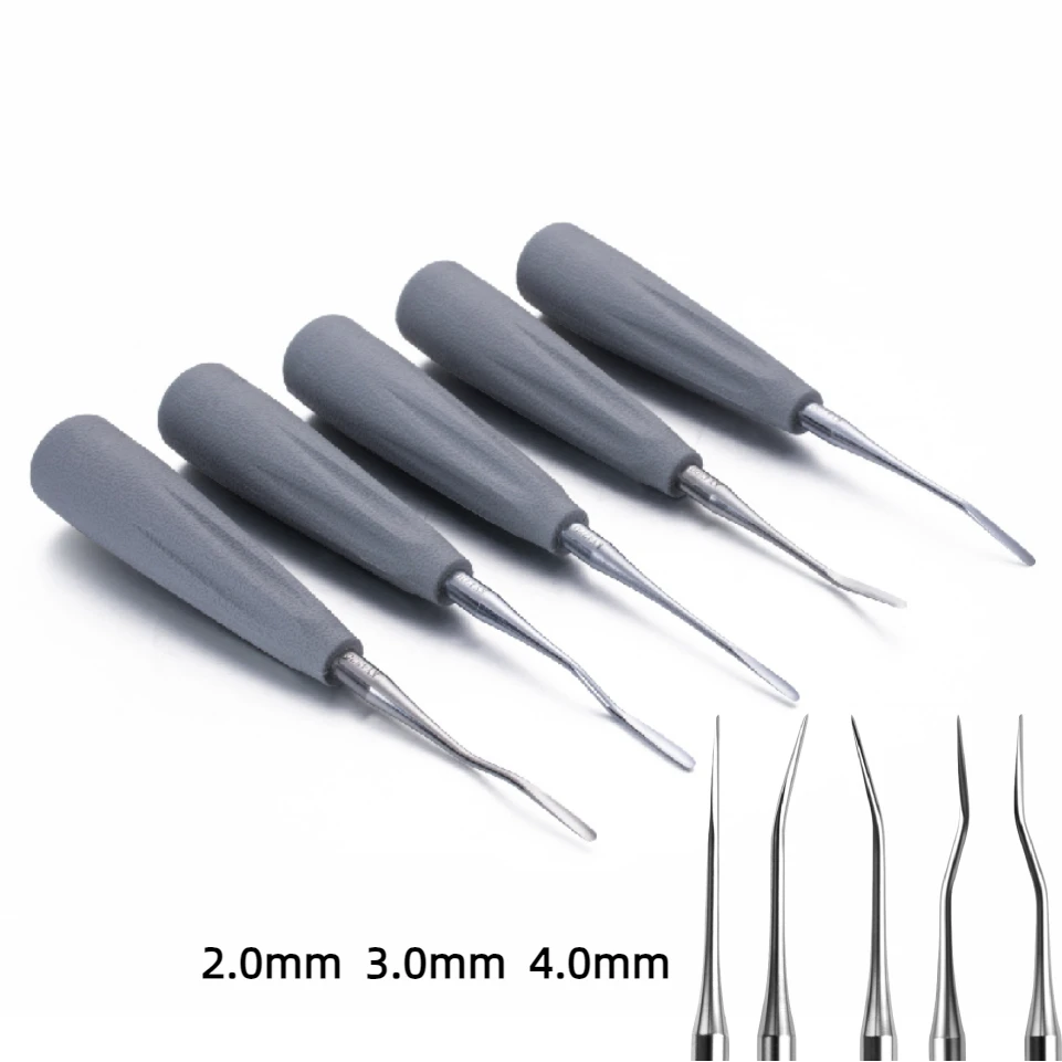 1pc Silicone Handle Dental Luxating Tooth Elevator 2.0/3.0/4.0mm Straight Curved Root Minimally Elevator Dentist Instrument Tool