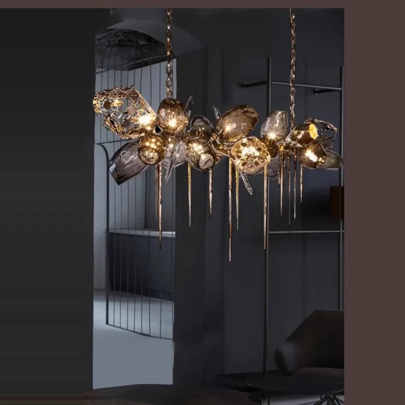 

2025 Nordic Gold Glass Chandelier Light Hanging Luxury Ceiling Lamp for Living Dining and Bedroom Decoration Pendant Light