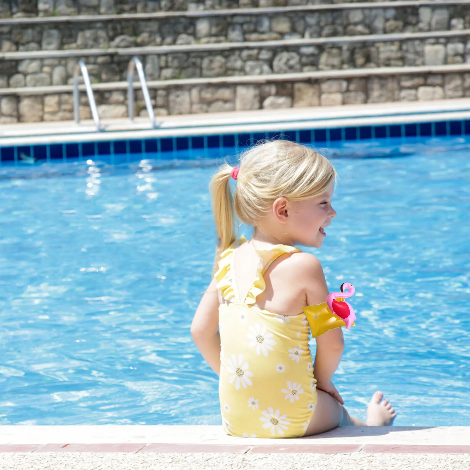 2 pezzi bambini braccio maniche galleggianti fenicottero bracciali gonfiabili piscina anelli da nuoto durevoli galleggianti d'acqua nuoto principiante