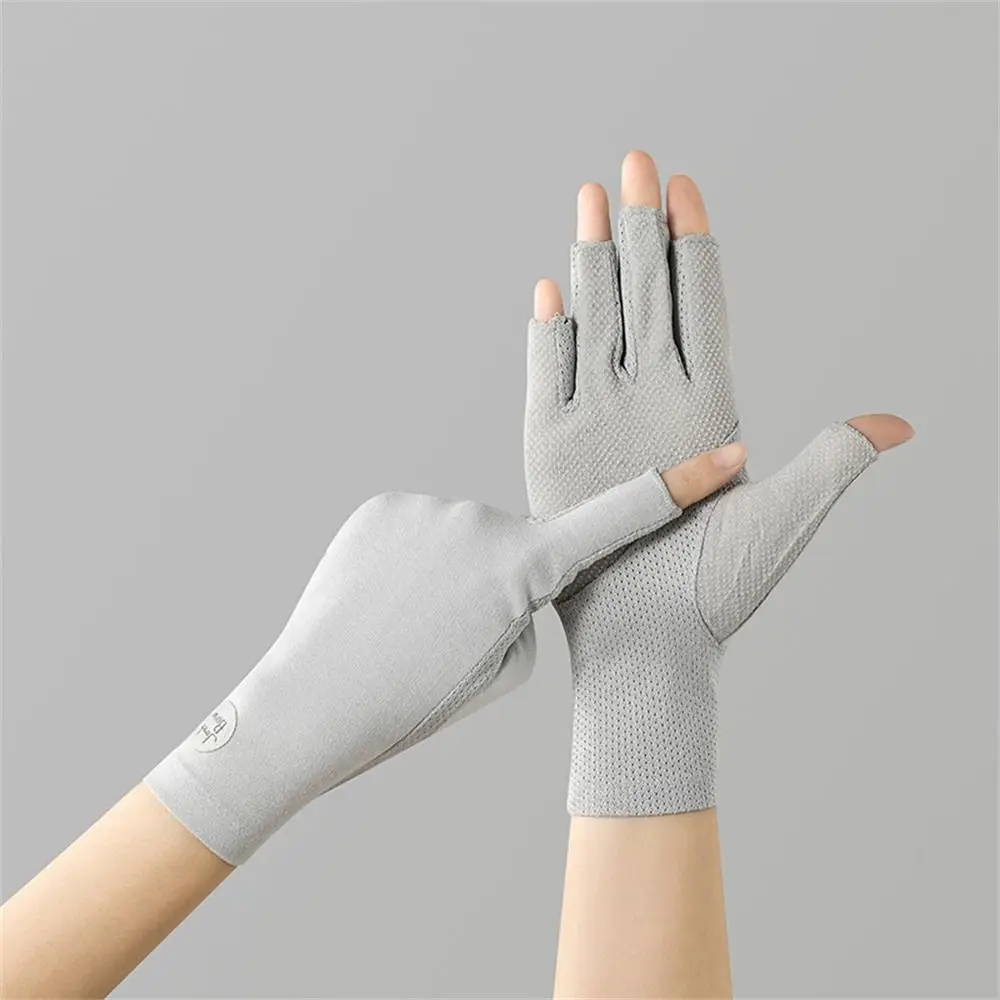 Cotton Sunscreen Gloves Fashion Elastic Slip Resistant Anti-UV Mittens Solid Color Thin Sun Protection Gloves Outdoor