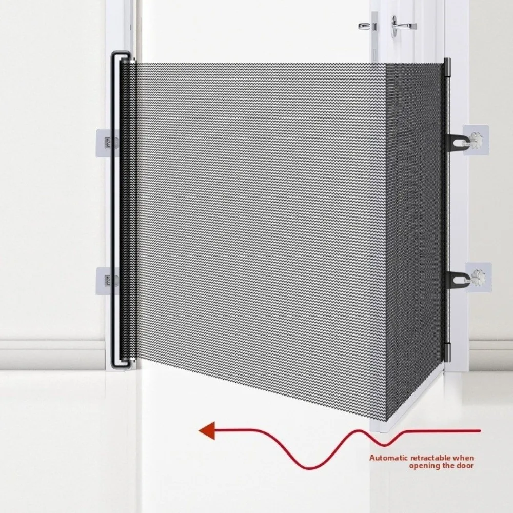Retractable Barrier Fences Mesh Design Punch-Free Pet Isolated Network Easy Install Higher Design Mesh Stairs Gate for Doorway