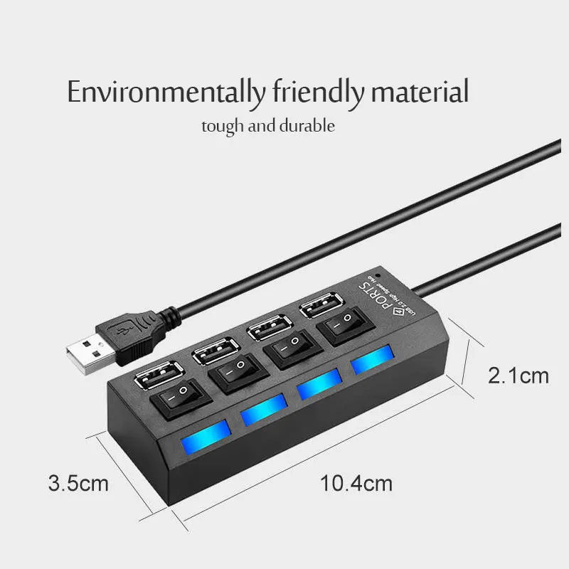 USB 2.0 Hub USB Hub 2.0 Multi USB Splitter Hub Use Power Adapter 4/7 Port Multiple Expander USB 3.0 Hub with Switch 30CM Cable