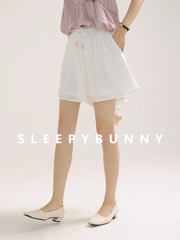 Women Summer High Waist Skirt Shorts Loose Fit Lightweight Soft Fabric Pants Casual Slimming Comfy Wide Leg Pleated Culottes