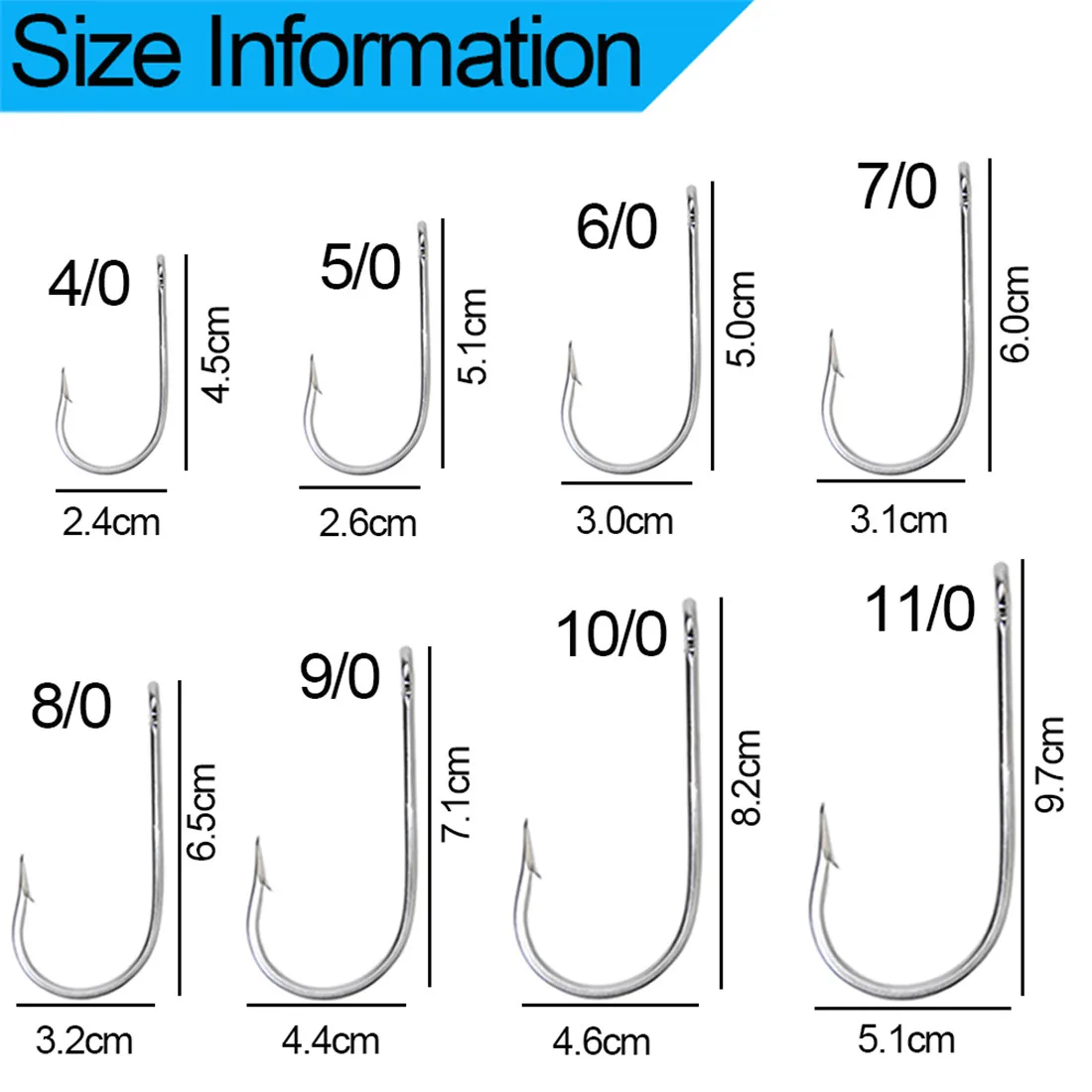 4/0-20/0 Big game Fishing Hooks Tuna Shark Live bait hooks 4X Strong Large Stainless Steel circle hooks Saltwater Fishing hooks