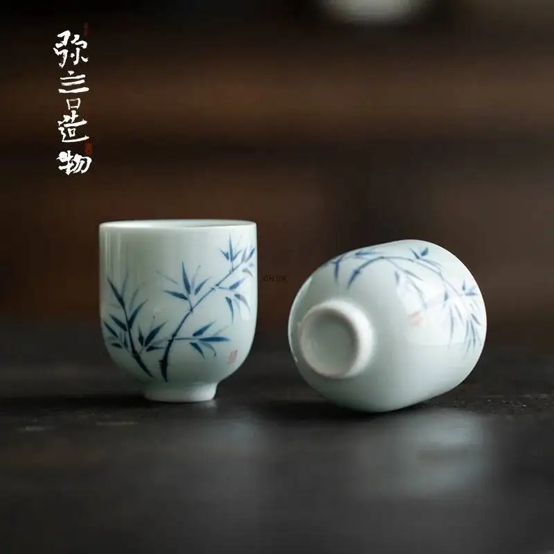 Hand-painted Bamboo Tea Cup Home Use Pure Handmade Ceramic Thin Body Kung Fu Teacup Чайная чашка