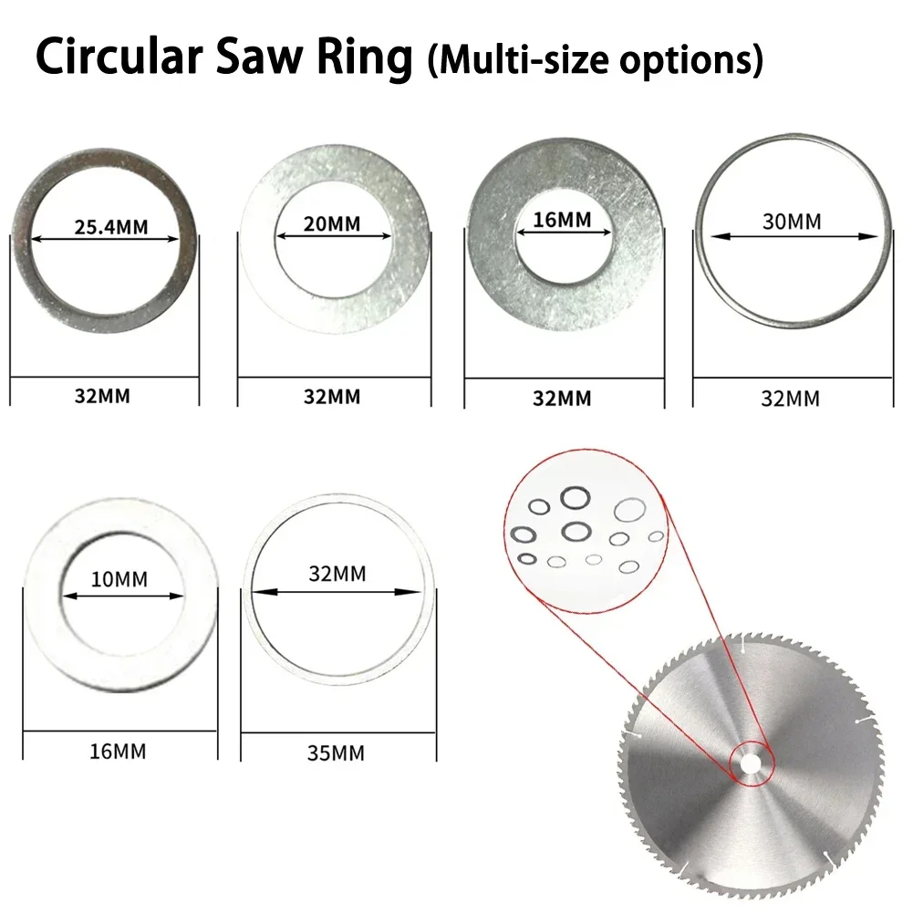 Cirkelzaag Ring Reducerende Ringen Houtbewerkingsgereedschap Snijring Optionele Grootte 16-10Mm 32-16Mm 32-20Mm 32-25.4Mm 32-30Mm