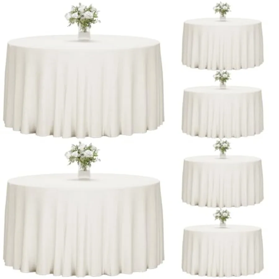 

120 Inch [for 60-80'' Tables] Round Tablecloth 6 Pack Round Table Cloth Polyester Fabric Washable Table Covers for Wedding Part