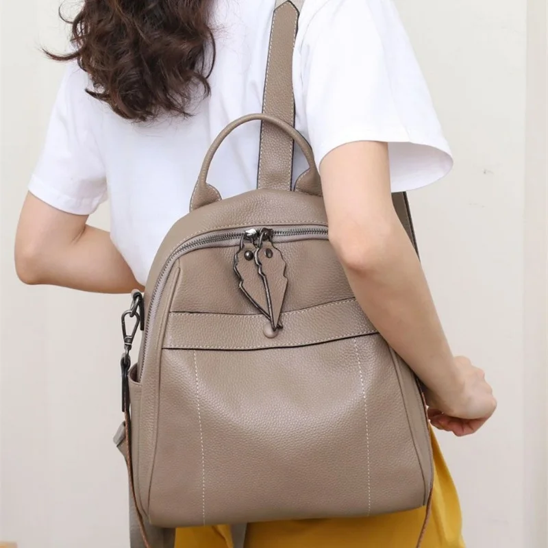 Casual Genuine Leather Backpack Woman Anti theft Female Cow Leather Bagpack Multifunctional Ladies Shouder Bag