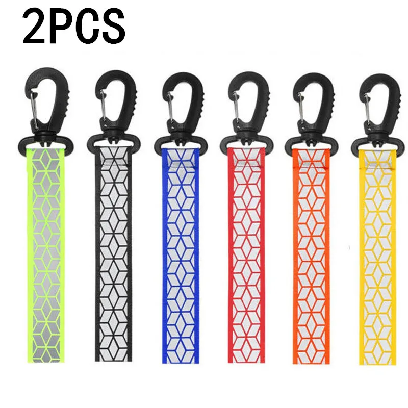 

2Pcs Reflective Straps Pendant Keychain For Outdoor Camping Night Running Cycling Backpack Safety Lightweight Bright Keyrings