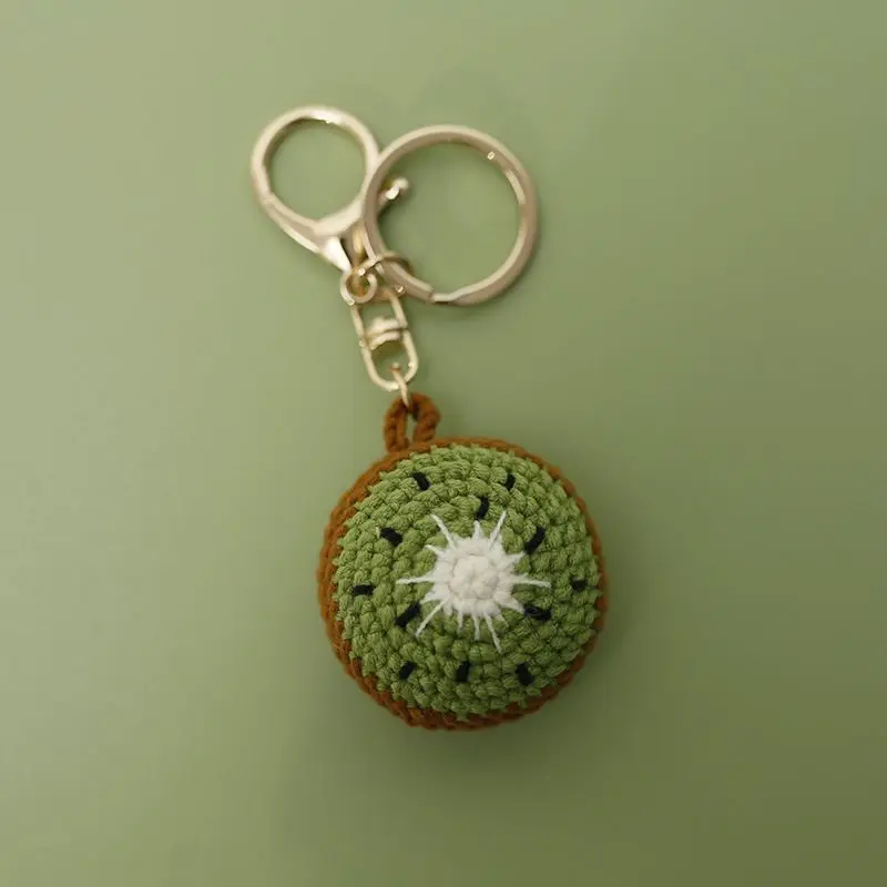 Cute Lemon Doll Crochet Keychain For Car Keys Creative Knitting Fruit Keychain For Bag Pendant Knitted Doll Keyring Wholesale