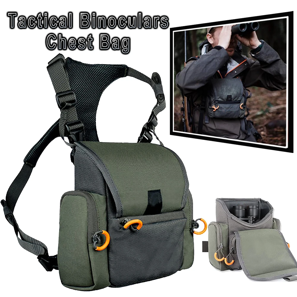 Airsoft Binocular Harness Chest Pack Tactical Adjustable Large Capacity Camouflage Bino Case with Rangefinder Waterproof Pouch