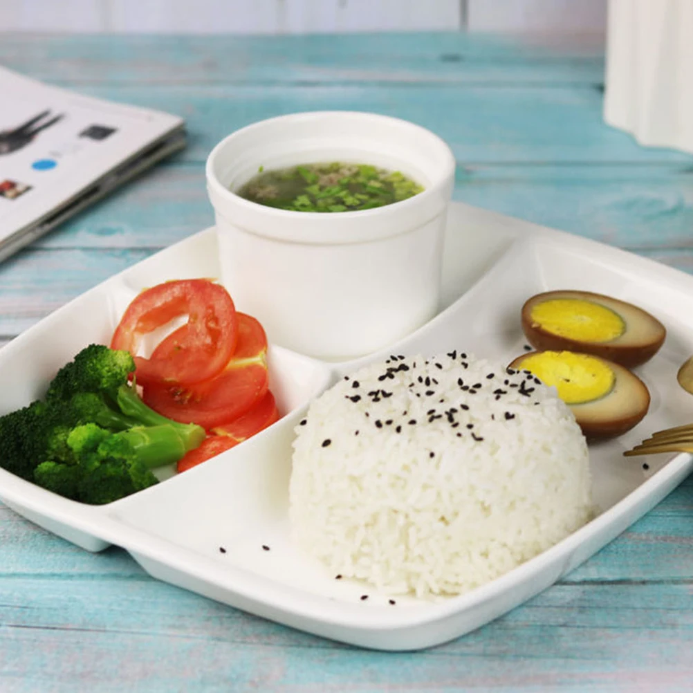 

Керамическая разделенная тарелка, практичный дизайн, нескользящий держатель для еды для дома, отеля, ресторана, сервировочная посуда, разделенная тарелка