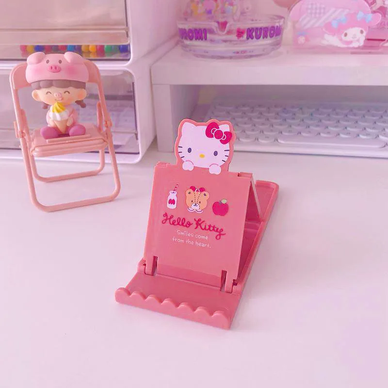 Sanrio Hellokitty Mymelody Kawaii Mobile Phone Stand Lazy Desktop Ipad Tablet Universal Folding Multi-Purpose Binge-Watching