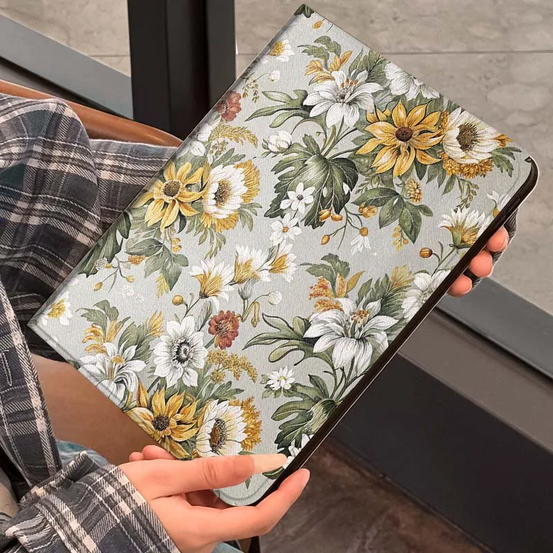 

Красивый чехол с цветочными мотивами для планшетов iPad Pro Air 5-го, 6-го, 7-го поколений, 13 M3 M4 M5, 12.9, 13.3 дюйма (2018, 2022, 2024, 2025)