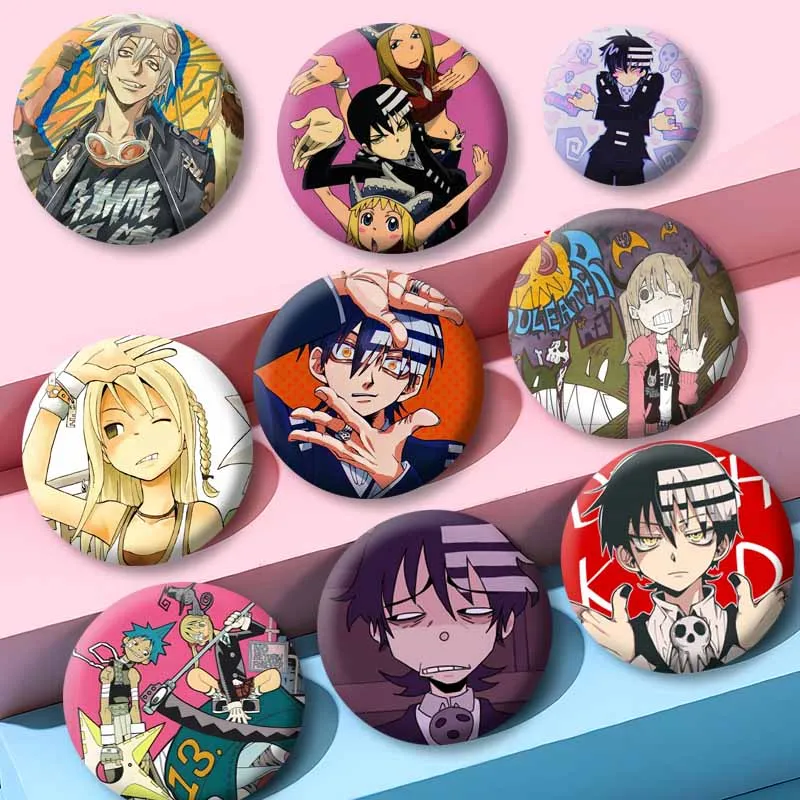Broches et badges décoratifs Anime Soul Evans Death The Kid Maka Albarn pour sacs, chaussures, vestes, bijoux, cadeaux