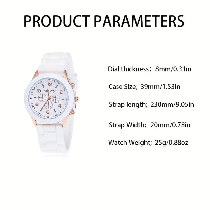 White Elegant Round Quartz Watches Simple Casual Women Silicone Strap Wrist Watches