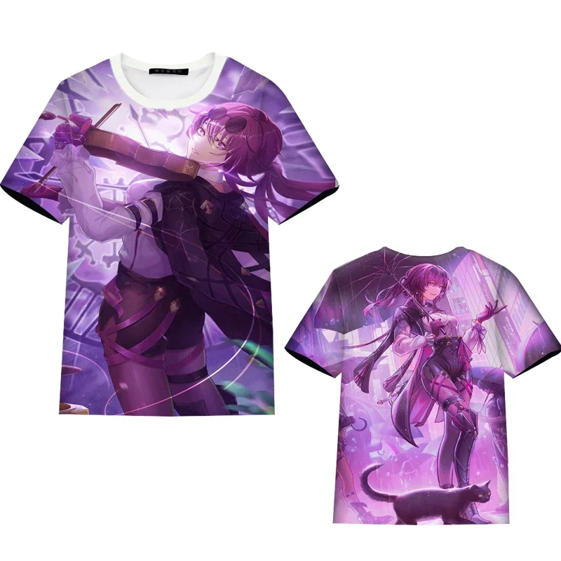 Men's/Women's Anime Tee Kid Y2k Top Short-sleeve Harajuku Oversized Streetwear Hot Game Honkai Star Rail Kafka Print T-shirts 3D