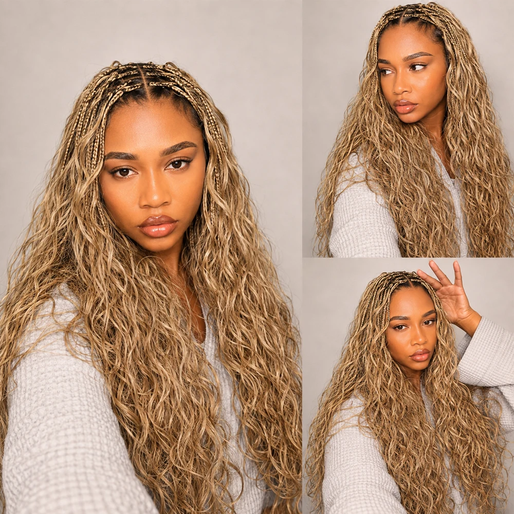 #27 Honey Blonde Body Wave Human Hair Bulk Extensions Feather Crochet Braiding Hair Natural Wavy Texture Soft Silky Look Lightweight Reusable Hair Extensions For Boho Braids