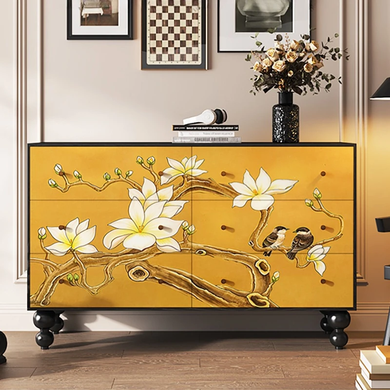 

Living room storage locker against the wall, solid wood six-chest cabinet, household bedroom bedside dresser