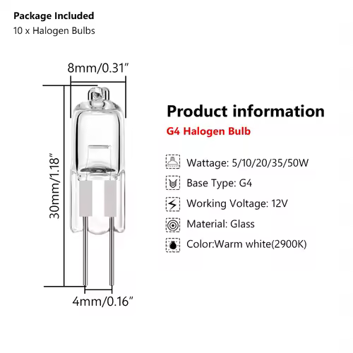 10pcs Halogen Bulb G4 12V 5W 10W 20W 35W 50W Globe Lot JC Bi-Pin LED Warm White Replace LED Capsule Lamp Halogen Bulbs Light - Image 2