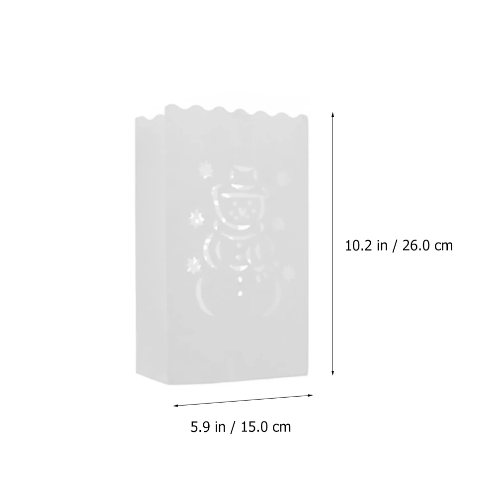

30Pcs Xmas Bags Flame Retardant Hollow Paper Pouch Snowman Design Party Home Decoration LED Light Effect