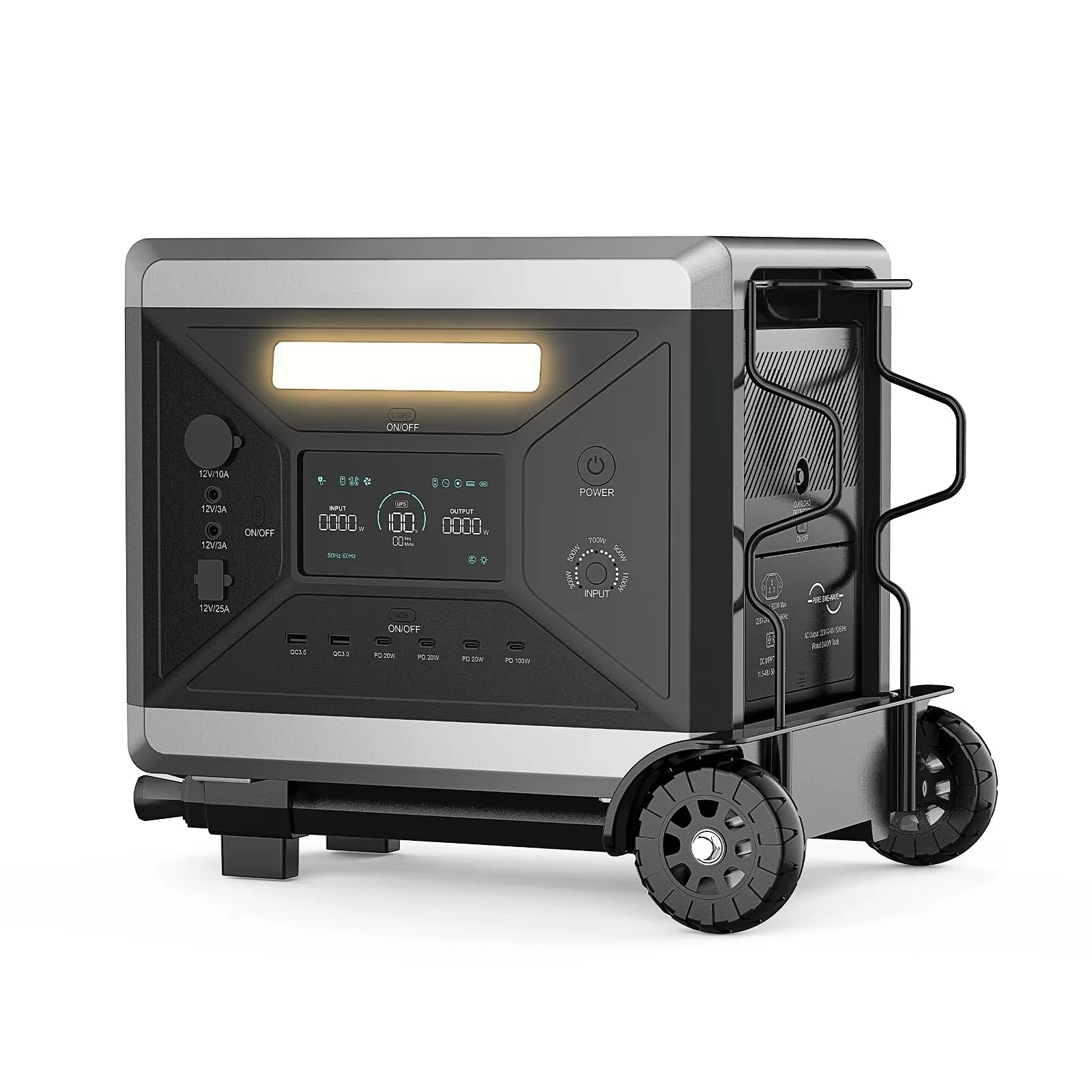 

2400W Inverter Portable Power Station with 4 AC Outlets, 4800W Peak Power, 2160Wh Solar Energy Storage System