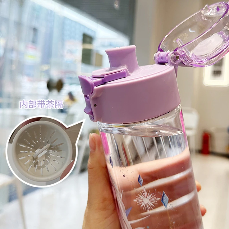 Hot Disney Princess 550ml Water Cup Drinking Children Portable Water Bottle Plastic Strawberry Bear Cartoon Large Capacity Girls