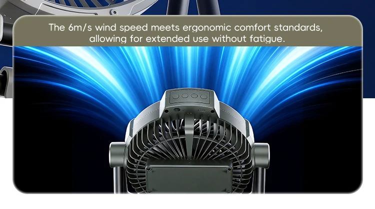 Tragbarer 6-in-1 Outdoor-Campingventilator 10000mAh Wiederaufladbarer Kabelloser Zelt-Deckenventilator 5-Stufen-Einstellung Fernbedienung LED-Licht – Detail 7